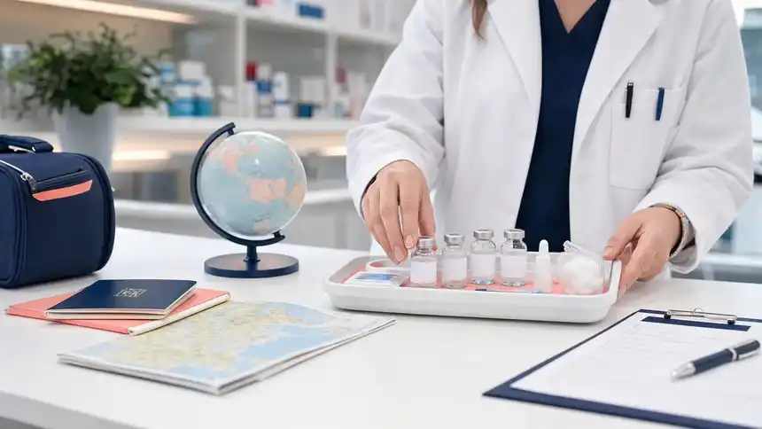 CarePoint travel clinic vaccination preparation in a clean pharmacy room