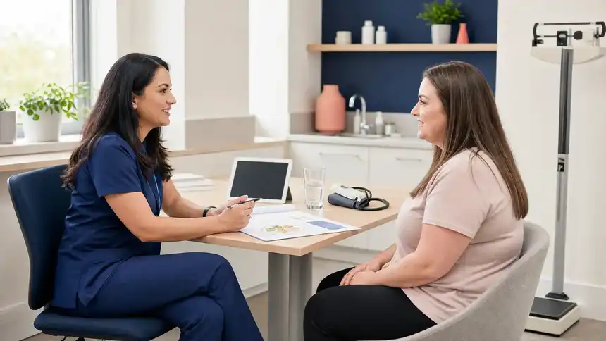 CarePoint pharmacist reviewing a private weight management plan with a patient